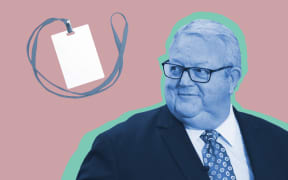 Stylised composite of Gerry Brownlee and access lanyard