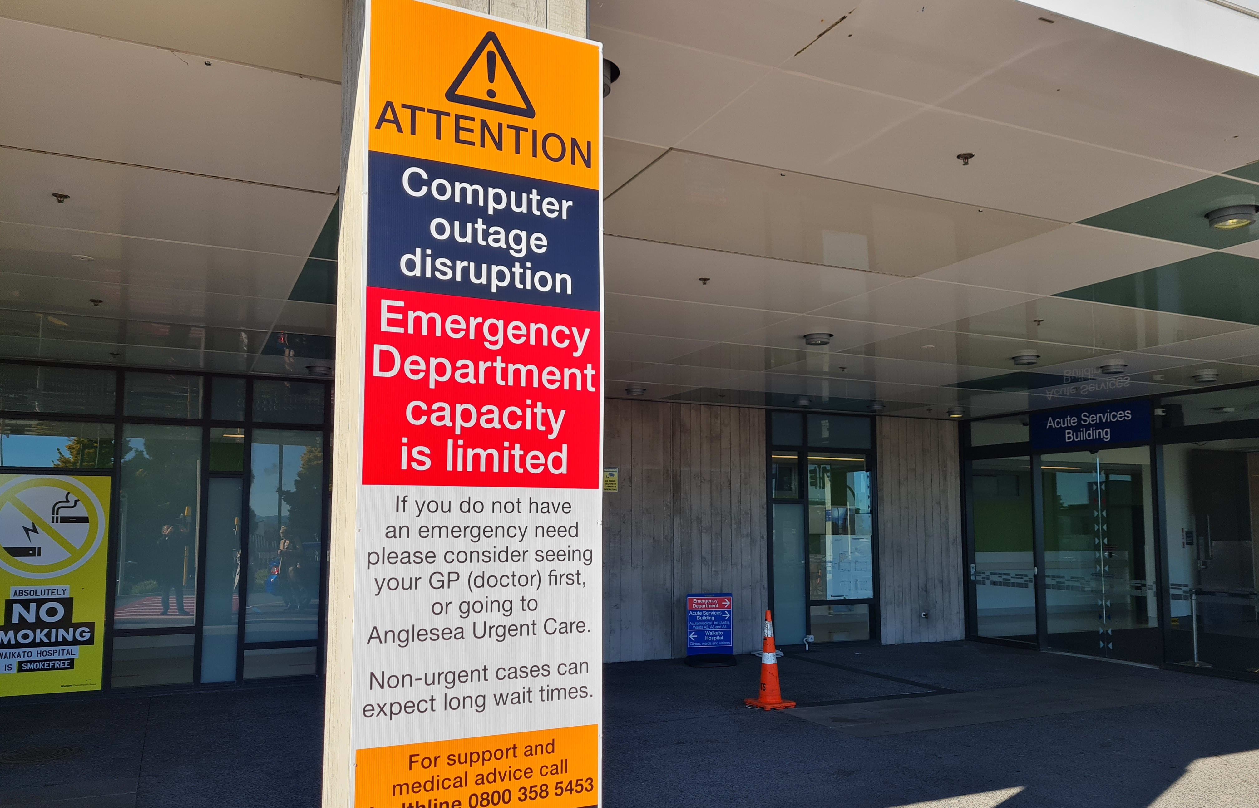 Waikato District Health Board notice of outage of systems from cyber attack.