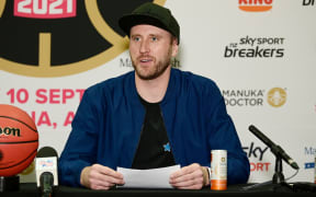 NZ Breakers CEO Matt Walsh speaks during All Star Celeb Slam press conference and launch at NZ Breakers HQ, North Harbour, Auckland  on Thursday 22nd July 2021.