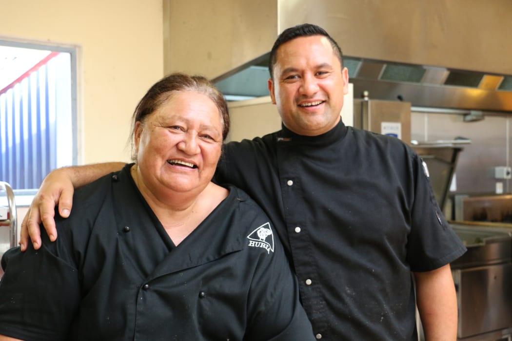 Charlie Rahiri and Janet Wilson run the kitchen during Poukai.
