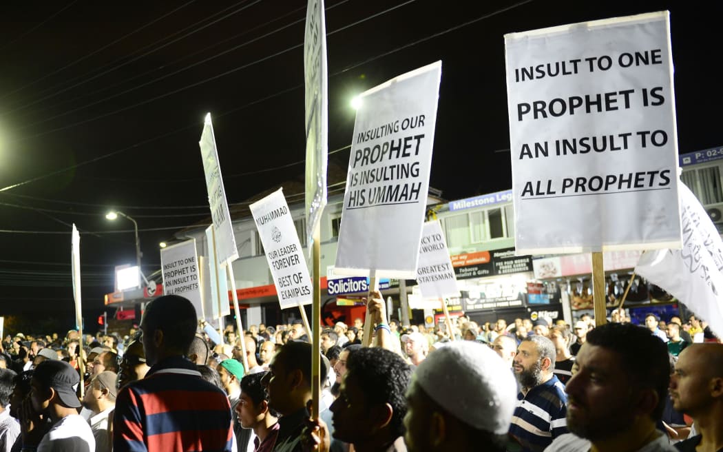 Members of Sydney's Muslim community at the protest.