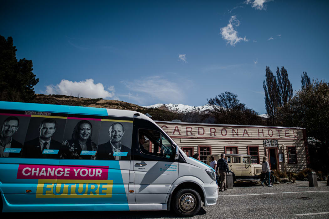 The ACT Party bus in Cardrona, Otago.