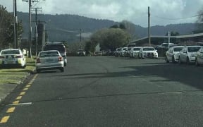 Police outside Te Puke High School.
