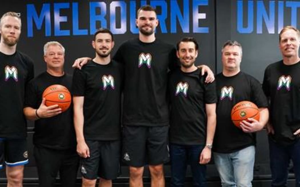 Melbourne United support Isaac Humphries (centre) who told his NBL team he is gay.