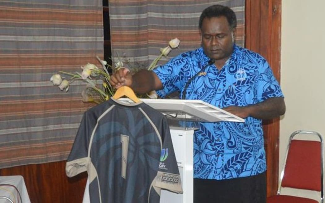 Fiji Warriors manager Dan Domoni with Iosefo Bele Tabalala's jersey.
