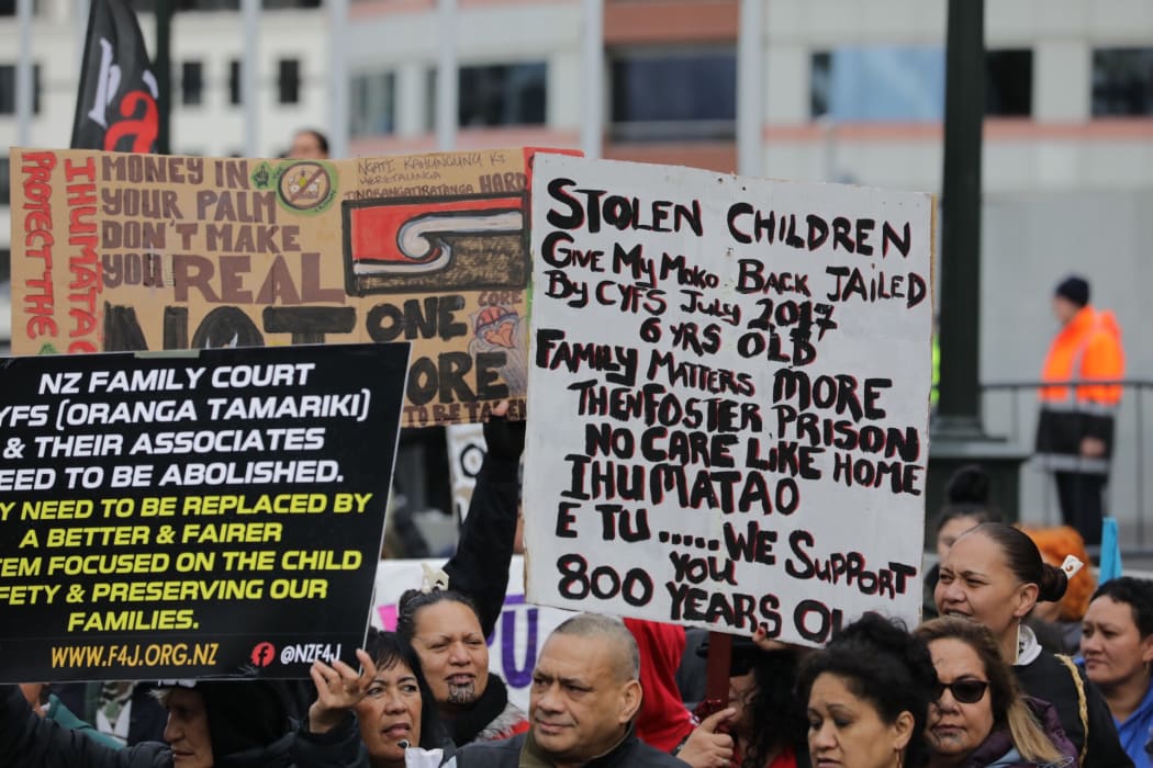 Oranga Tamariki protesters march on Parliament in Wellington