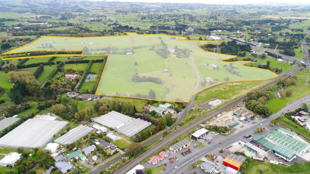 The land in East Drury Kiwi Property is planning to develop with a new town centre and residential development.