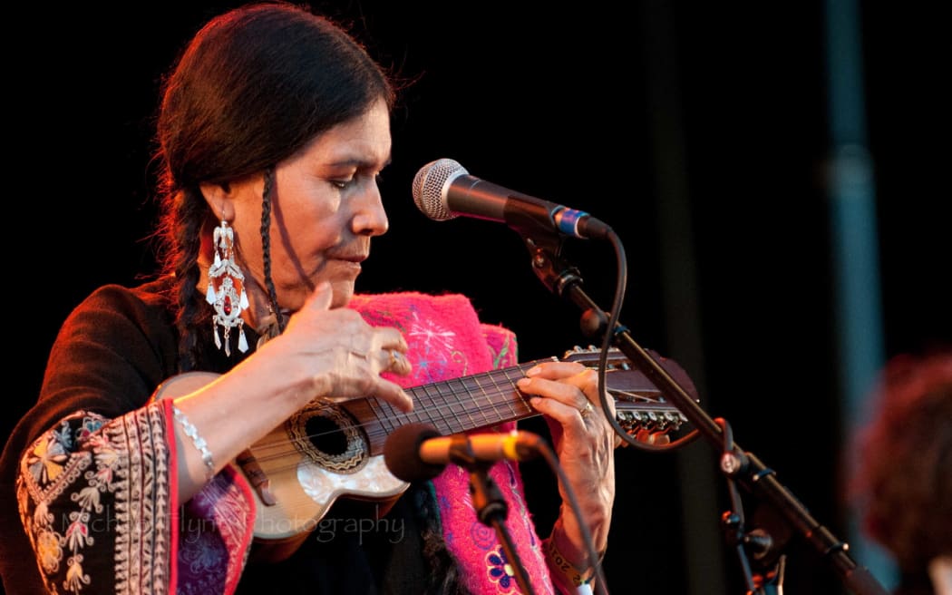 Luzmila Carpio on stage at WOMAD Taranaki 2015.