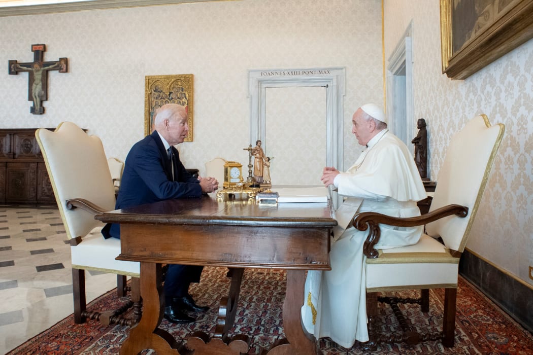 U.S President Joe Biden meets with Pope Francis at the Vatican on Oct 29, 2021 at the sideline of the G20 Summit in Rome.