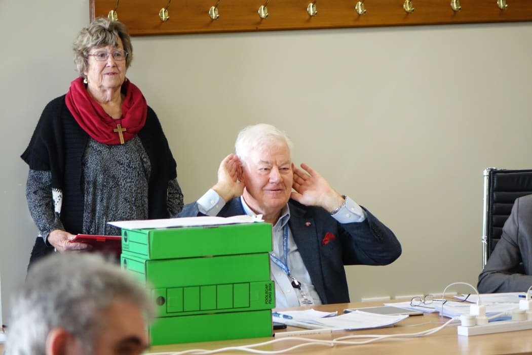 Southern DHB chairman Joe Butterfield during the public part of the meeting.