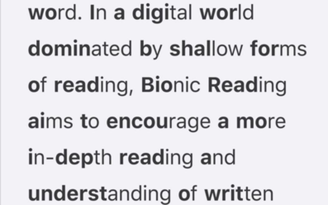 Bionic reading example