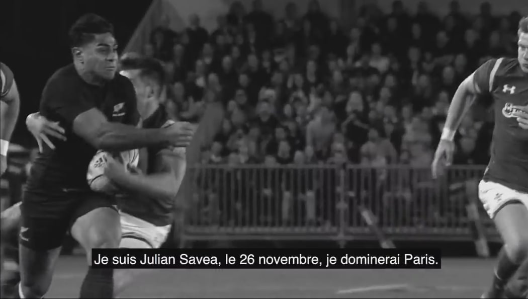 A screen grab of the Julian Savea video from Adidas shows footage of Malakai Fekitoa