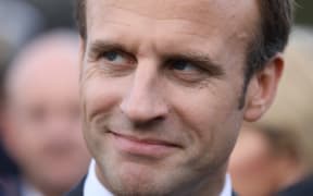 French President Emmanuel Macron visits an Australian Navy base at Garden Island in Sydney on May 2, 2018.