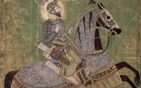 Aurangzeb Horseback | This portrait of the Mughal Emperor Aurangzeb mounted on a horse, and ready for battle, was originally produced circa 1660.