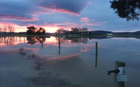 Flooding on Mike Lord's farm in Berwick this morning.