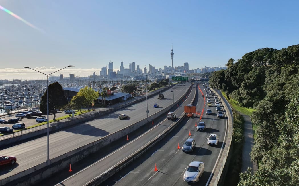Traffic on Auckland's Northern Motorway on Tuesday morning