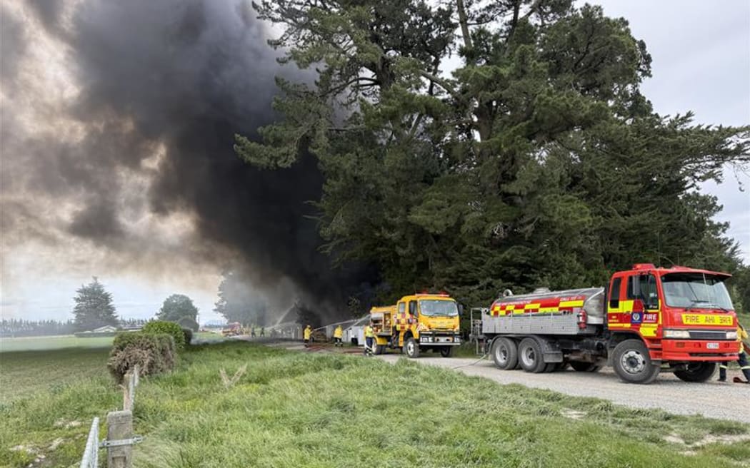 More than a dozen fire crews are battling a fire in Canterbury's Selwyn District on Tuesday.