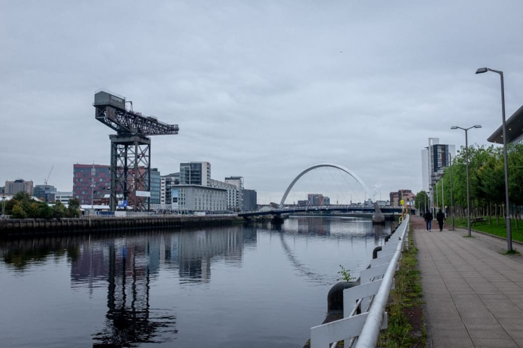 United-Kingdom, Glasgow, 2021-10-16. The river Clyde next to the COP26 blue zone. The Scottish city is getting ready to host the international event at the end of the month. Photograph by Julien Marsault / Hans Lucas.