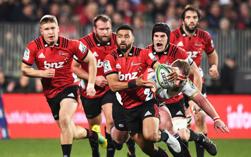 Richie Mo'unga leads a Crusaders charge.