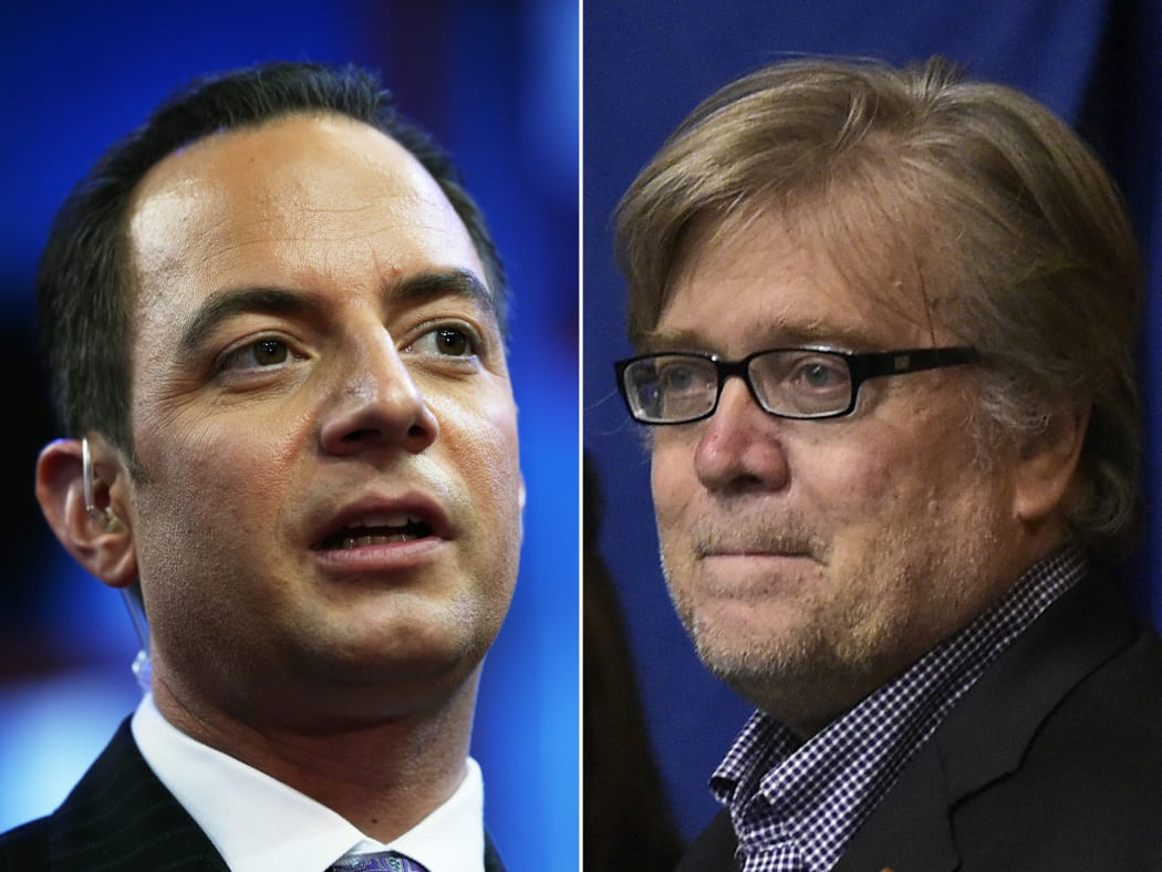 Republican National Convention chairman Reince Priebus, left, and Donald Trump's campaign CEO Stephen K Bannon.