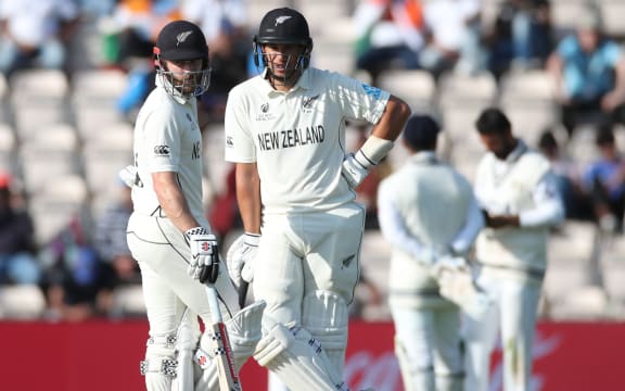 Kane Williamson (left) and Ross Taylor of New Zealand
New Zealand Blackcaps v India.
Day 6 of the ICC World Test Championship Final at Southampton, England on Saturday 23rd June 2021.