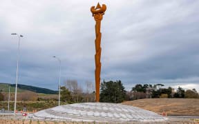 Hine te Iwaiwa sculpture designed by Warren Warbrick on Te Ahu a Turanga Highway.
