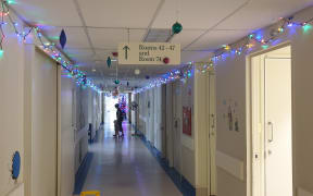 An illuminated corridor in the Hawke's Bay Hospital.
