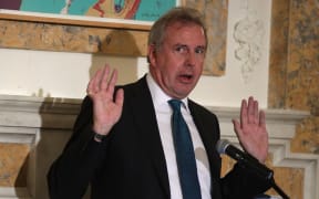 Kim Darroch speaks during an annual dinner of the National Economists Club at the British Embassy 2017 in Washington..