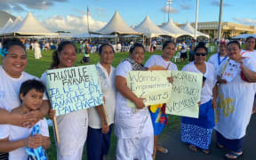 Protesters at the march in Apia