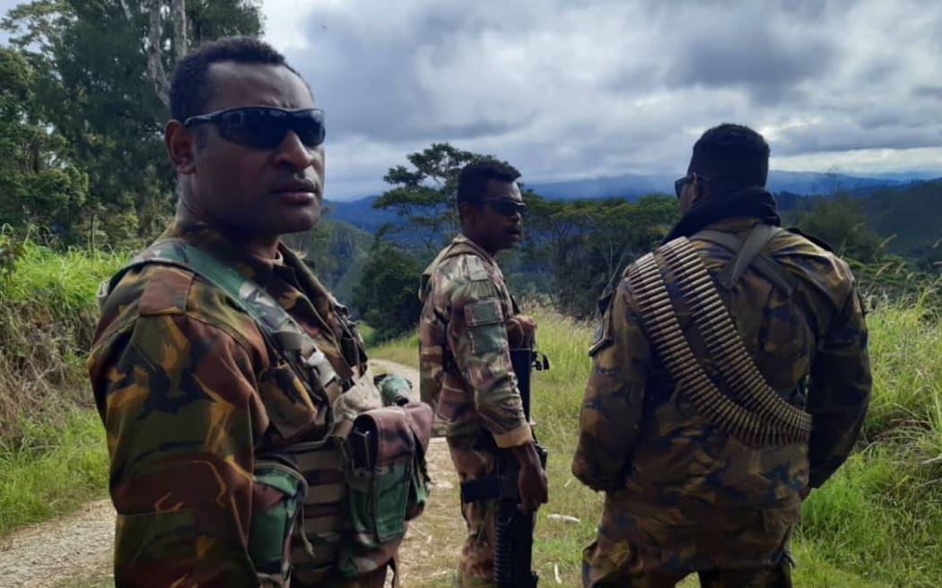 PNG soldiers who have been sent to Hela Province