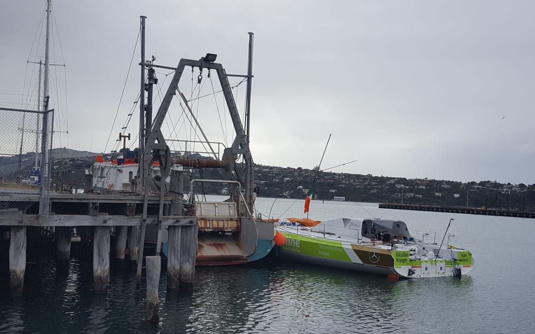 The Kilcullen Voyager in port in Dunedin, after being towed in overnight.