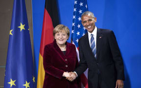 US President Barack Obama with German Chancellor Angela Merkel.