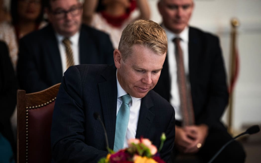 Chris Hipkins being sworn in as PM