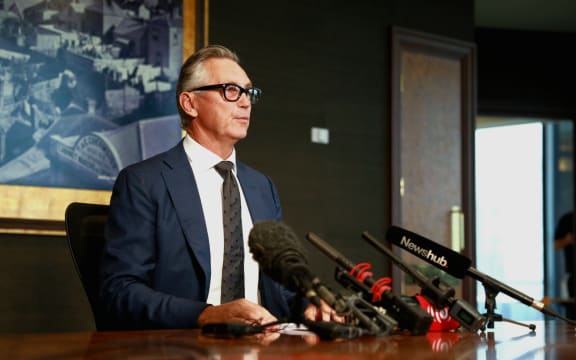 Former police commissioner Mike Bush is addressing media on his findings and recommendations after leading an inquiry into Auckland Council's handling of the Auckland Anniversary weekend flooding on 12 April 2023.