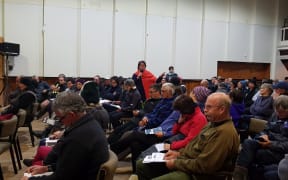 Tolaga Bay locals at a meeting to discuss recent flooding and the damage caused by the leftovers from forestry operations.