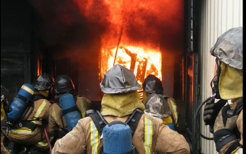 Live fire training at FENZ's Woolston training centre, Christchurch.
