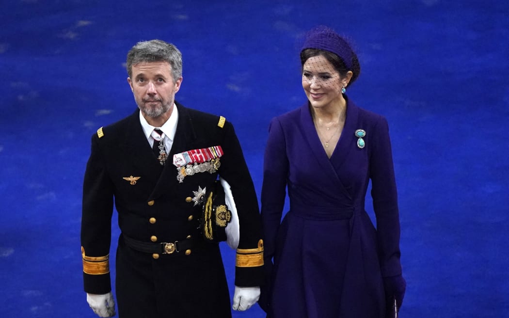 Crown Prince Frederik of Denmark and Crown Princess Mary arrive at Westminster Abbey.
