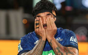 Blues replacement Marcel Renata post game. Crusaders v Blues, semifinal of the Super Rugby Pacific competition at Orangetheory Stadium, Christchurch, New Zealand on Friday 16 June 2023. Mandatory credit: www.photosport.nz