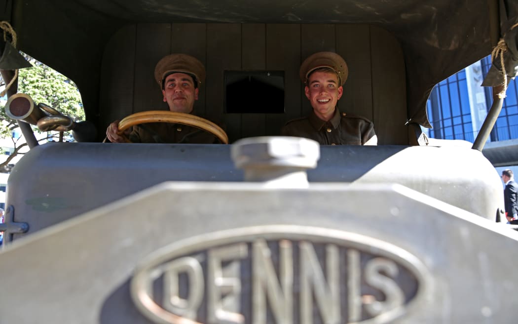 WW1 soldiers in their truck.