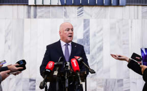 Prime Minister Christopher Luxon takes questions at the Beehive after the resignation of press secretary Michael Forbes.