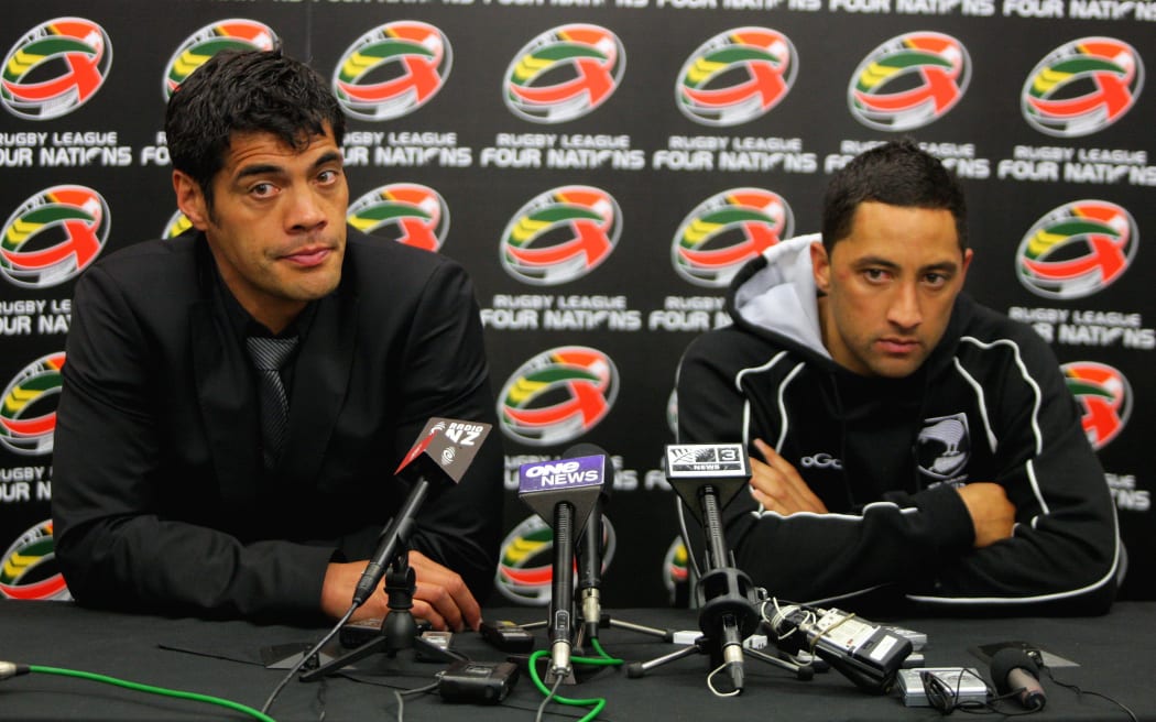 Kiwis coach Stephen Kearney and captain Benji Marshall, Four Nations - New Zealand Kiwis v England at Westpac Stadium, Wellington, 23 October 2010. Photo: Dave Lintott / photosport.co.nz