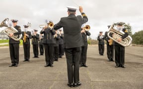 The Royal New Zealand Navy Band at the Auckland War Memorial Museum.