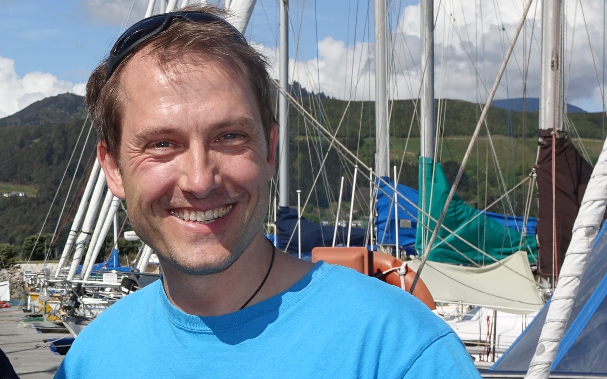 Plankton Planet New Zealand team member Emmanuel Malpot (left) and marine biologist Xavier Pochon at the Nelson marina.