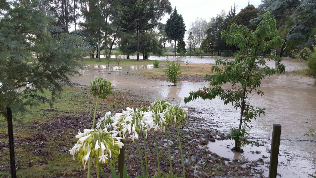 Flooding at a Brightwater property after the Wairoa River breached its banks.