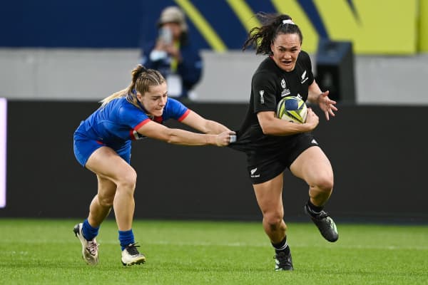 Portia Woodman of New Zealand in the Black Ferns semi-final with France at the Rugby World Cup.