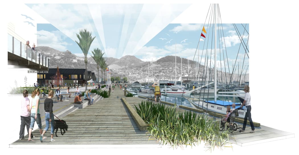 An artist's impression of Dampier Bay, Lyttelton Inner Harbour.