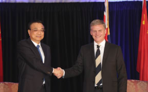 Chinese Premier Li Keqiang and New Zealand Prime Minister Bill English.