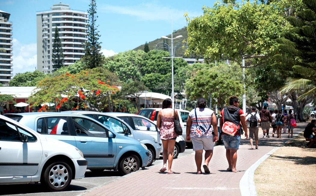 People walking the streets of Noumea in New Caledonia.