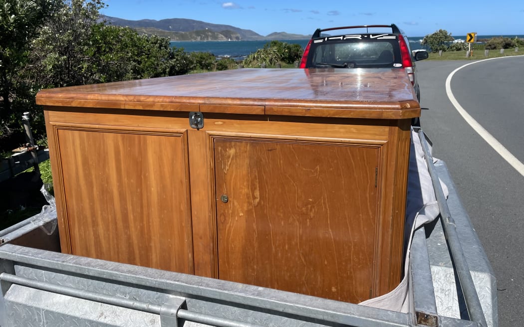 The desk was bought at a tip shop.