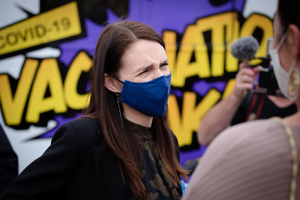 Jacinda Ardern at a Vaccination Centre in Kawakawa
